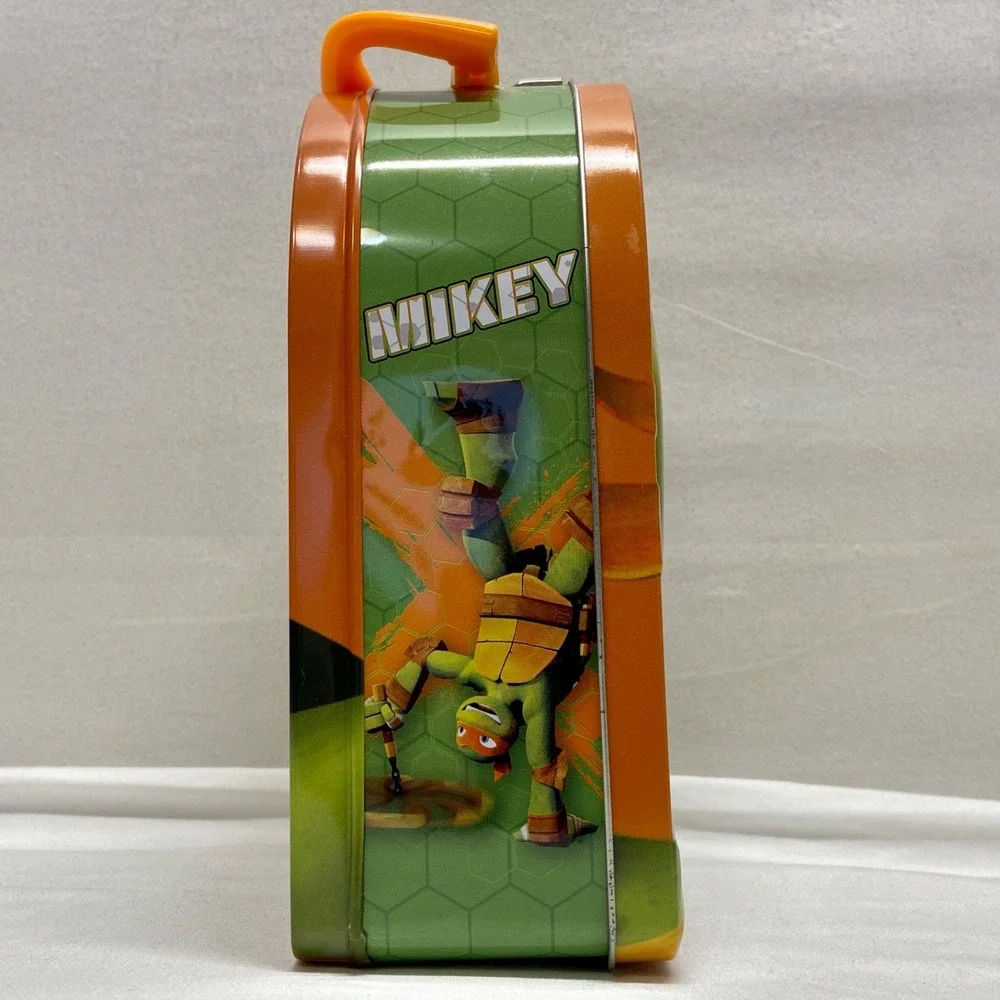TMNT Teenage Mutant Ninja Turtles Tin Box/Lunchbox W/ Handle-Michaelangelo MIKEY